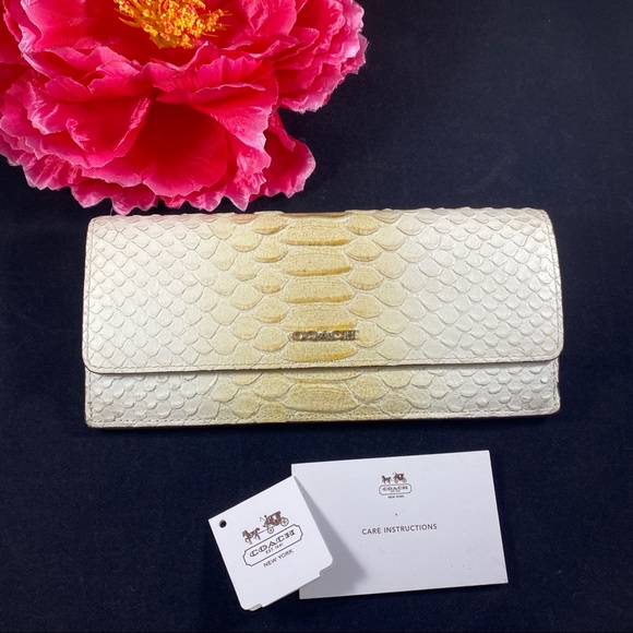 COACH Python Embossed Leather Wallet - Picture 1 of 9